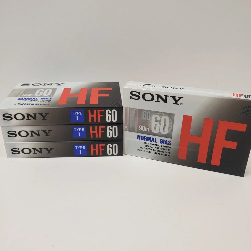 Sony HF60 Type I Normal Bias 90m Blank Cassette‎ Lot Pack Of 4 Tapes New Sealed